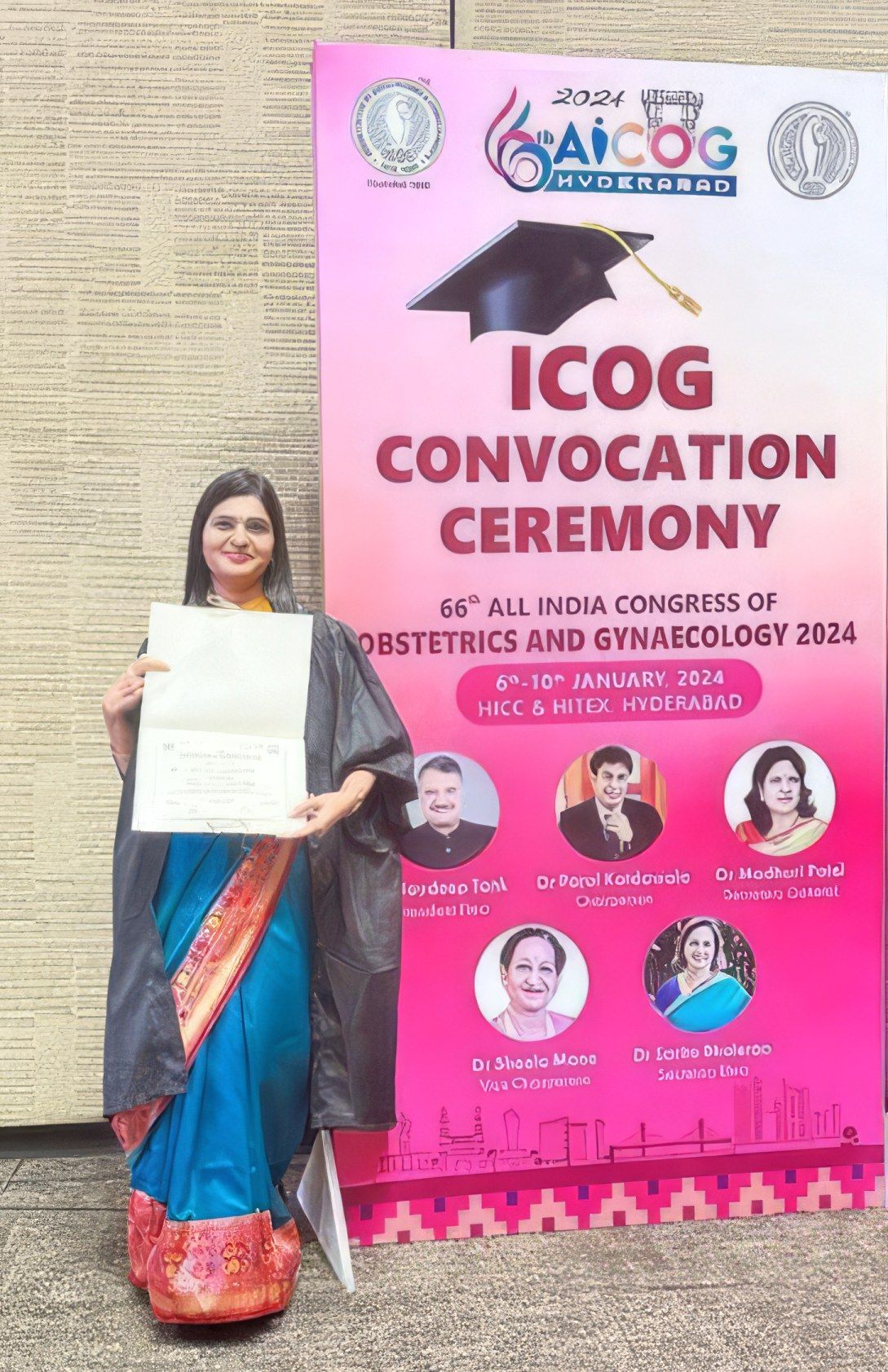 Dr. Khyati S. Daru at the ICOG convocation ceremony, AICOG 2024, Hyderabad