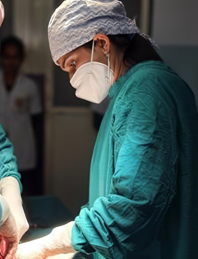 Surgery in progress in the operation theatre