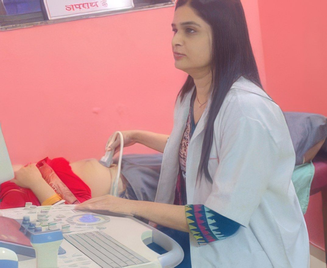 An ultrasound scan in the sonography room